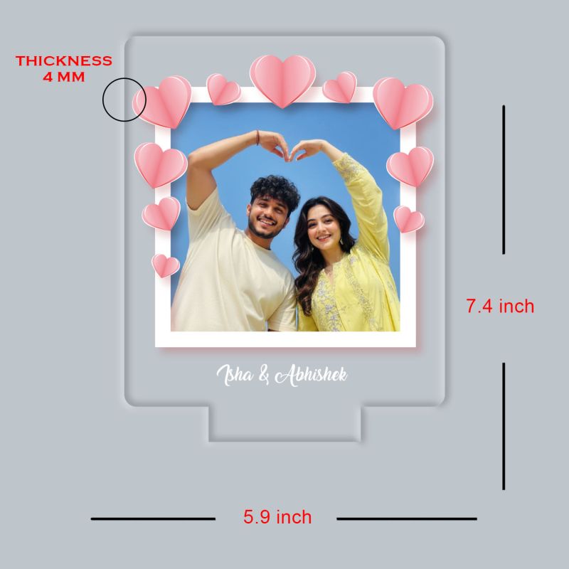 Personalized LED Photo Frame with Heart Design, Color Changing Light, Gift For Valentines Day, Anniversary, Birthday, Wedding, Engagement Gift For Couples